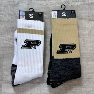 New Strideline Purdue Boilermakers NCAA Full Knit Crew Socks Size M/L- 2 Pairs